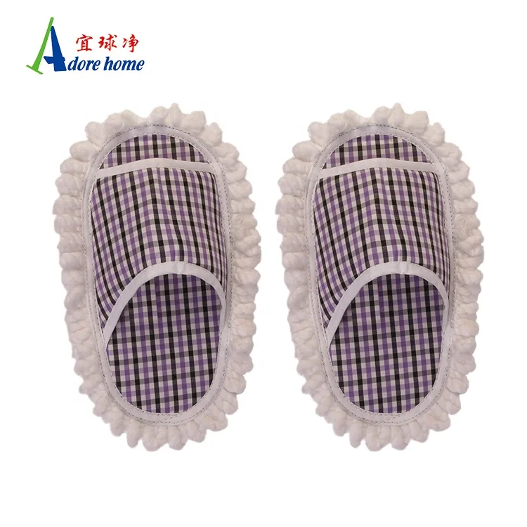 Super Quality Easy Customized Size Women Floor Cleaning Mop Slippers With Square Pattern