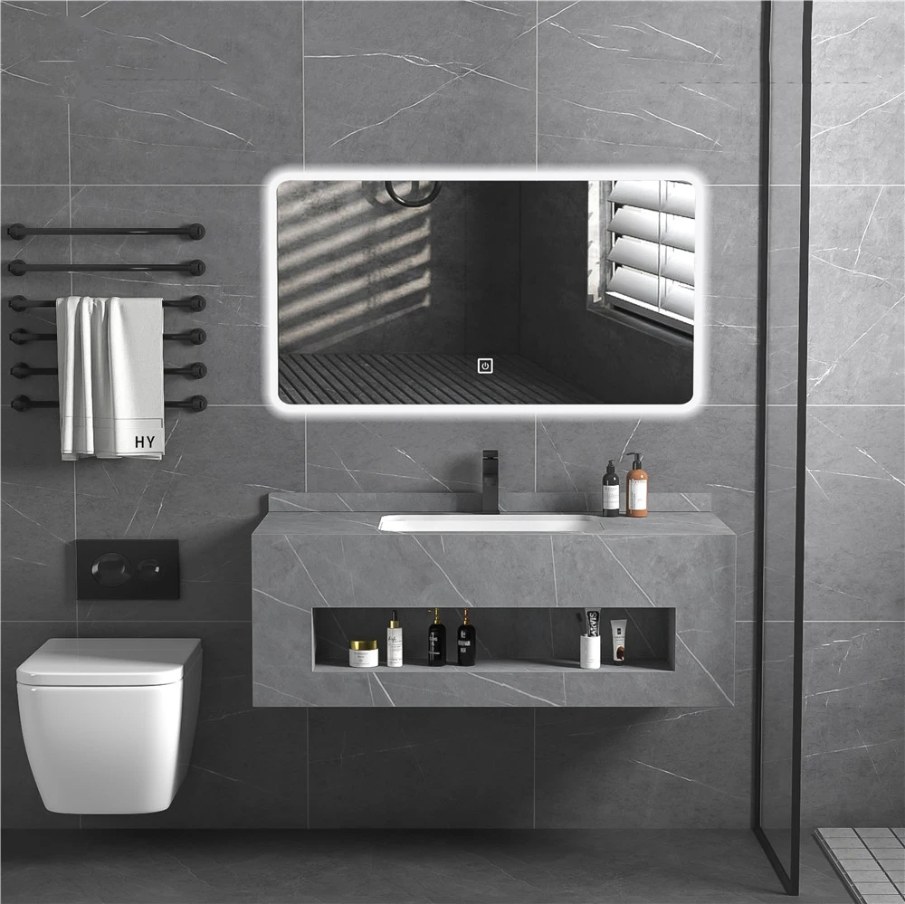 Artificial stone bathroom cabinet sanitary ware white marble slab vanity modern top double wall hung sink wash hand basin
