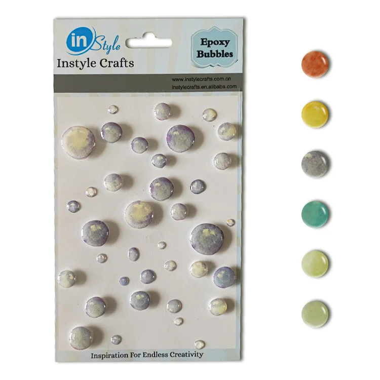 Wholesale Die Cut A6 Size Epoxy Decorative Sticker Sheet Custom 3D epoxy resin sticker Crystal for Mobile Phone diaries