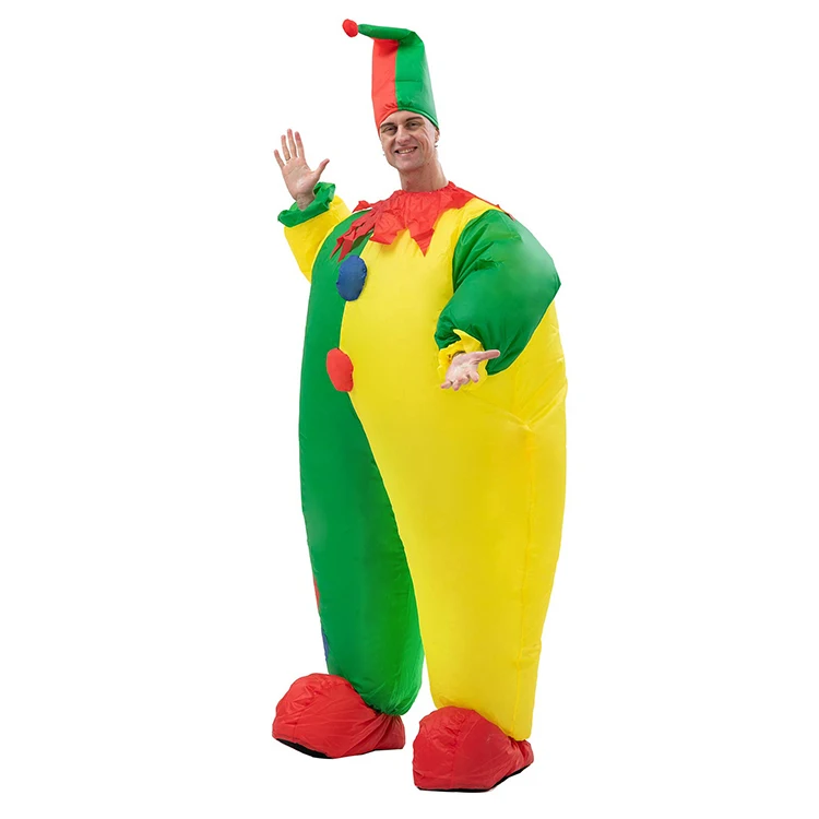 Fat clown inflatable costume for Halloween Fancy Dress Cosplay Blow Up Full Body Suit Jumpsuit for Adult