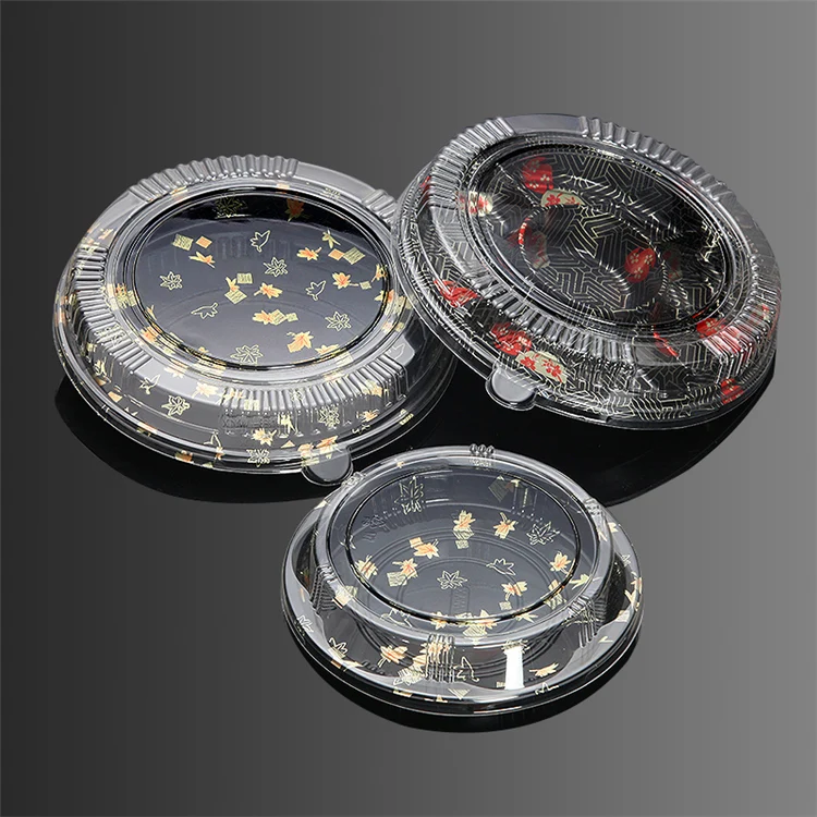 Japanese Style Printed Plastic Sushi Packing Box Manufacturer Wholesale Blister Fruit Salad Transparent Preservation Sushi Box
