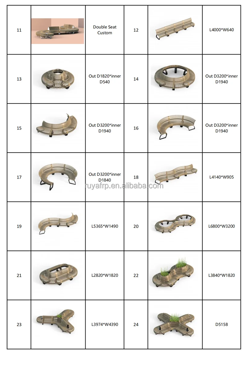 Large Custom Size Modern Wooden Garden Tree Bench Outdoor Furniture