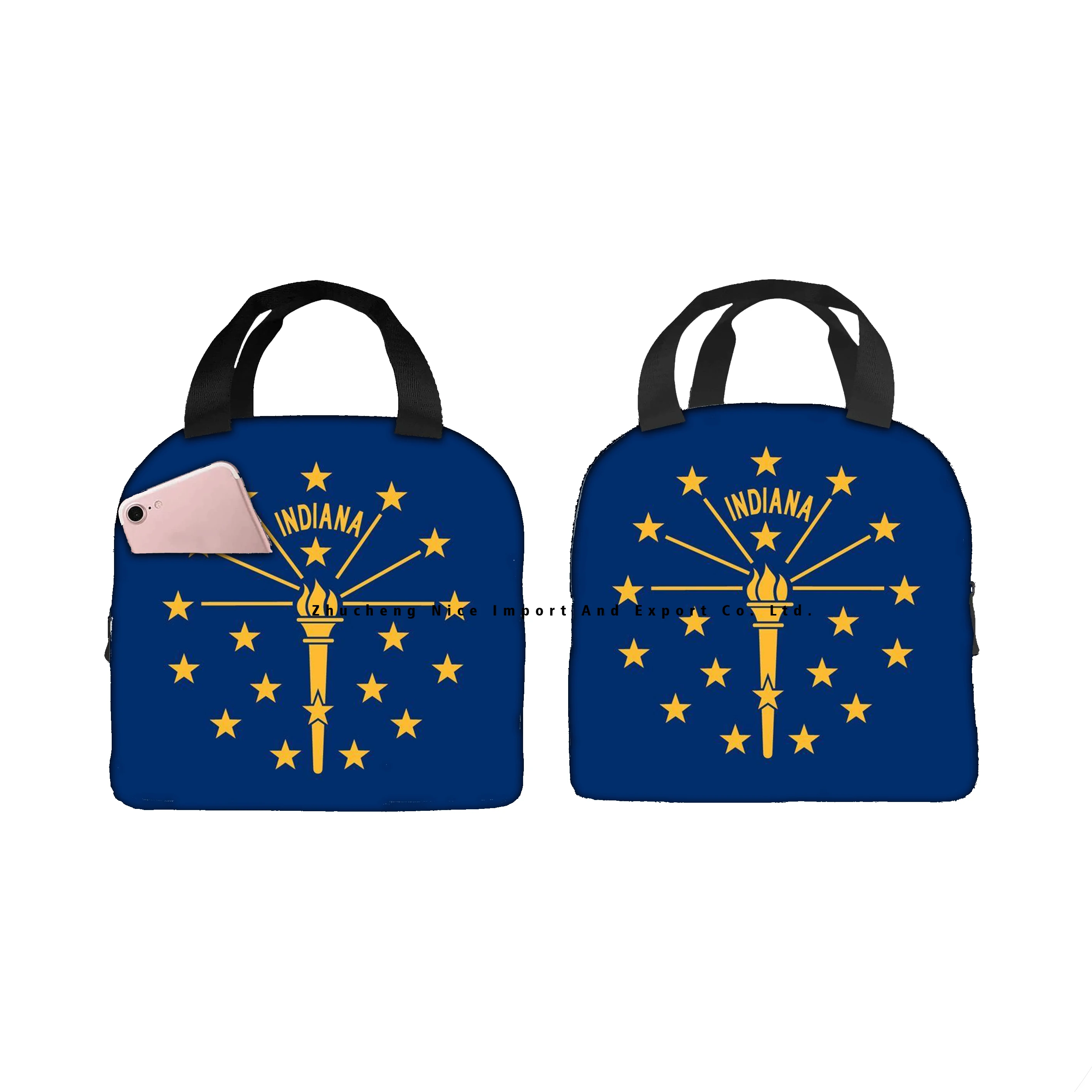 Custom America US Illinois state flag Lunch Tote Insulated Box Cooler Bag Seal Portable Thermal Insulation Aluminum Foil