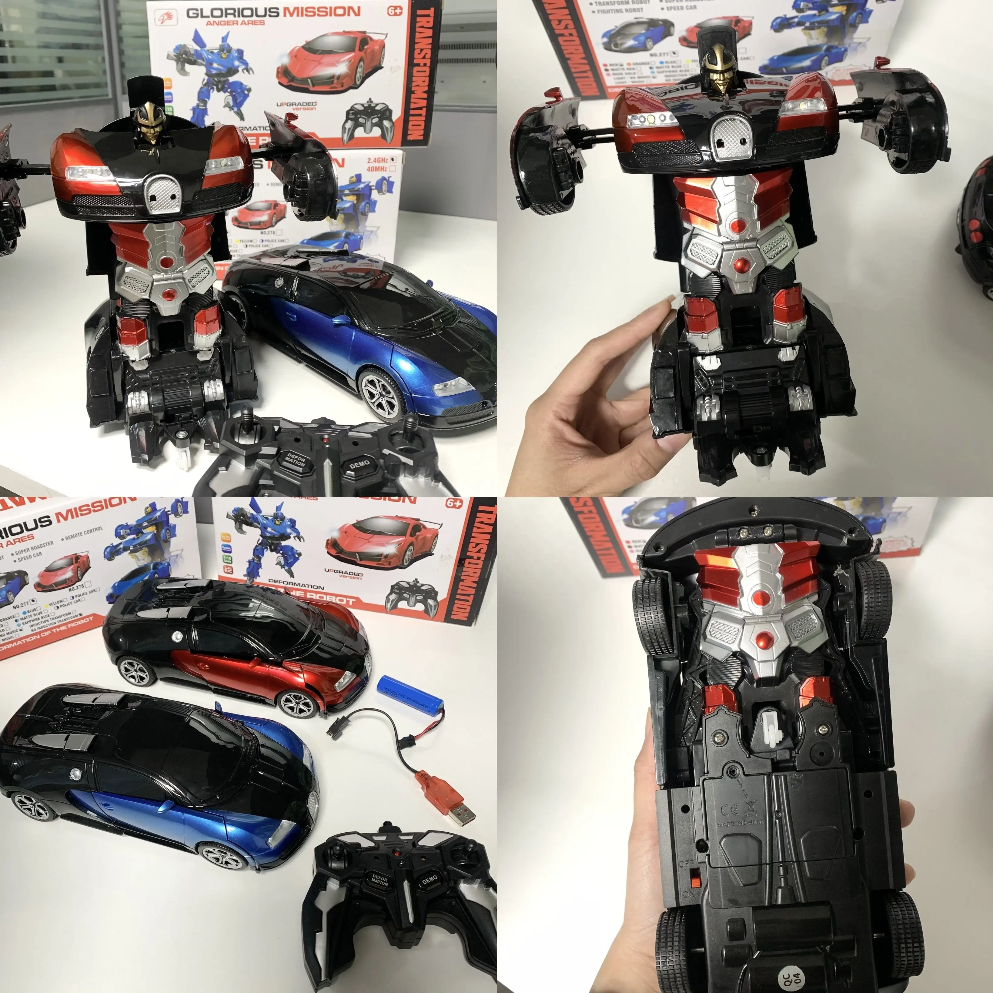 AiJH 2 in 1 Remote Control Cars 1/18 DeformationTeledirigido Car Electric Radio Controlled  Coche RC Car For Child