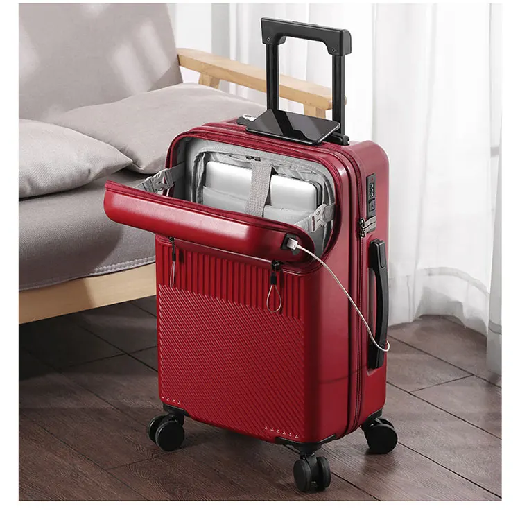 Luggage Suitcase for laptop front open   valise aches   luggage with cup holder