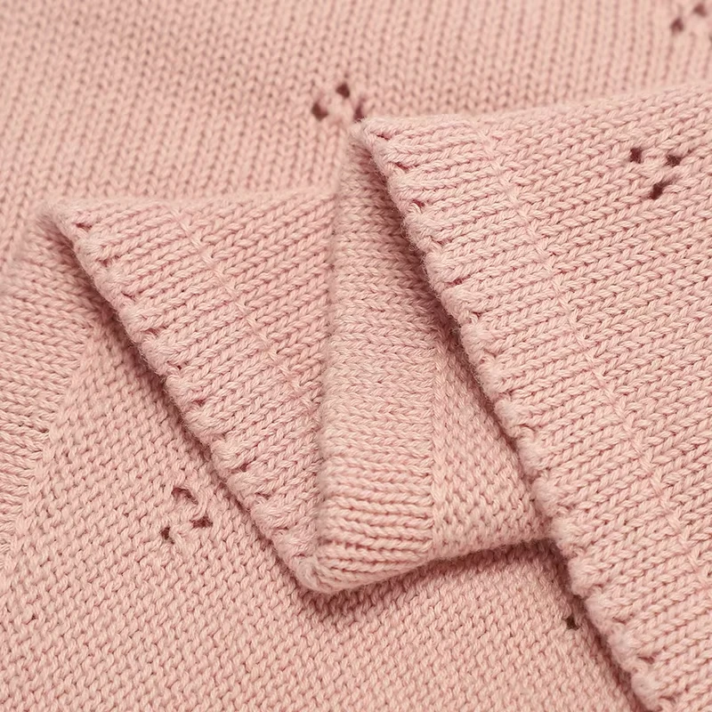 Personalised Embroidered Custom Soft Knit Cotton Newborn Baby Throw Blanket Stroller Crib Swaddle Wrap Cotton Knit Baby Blanket