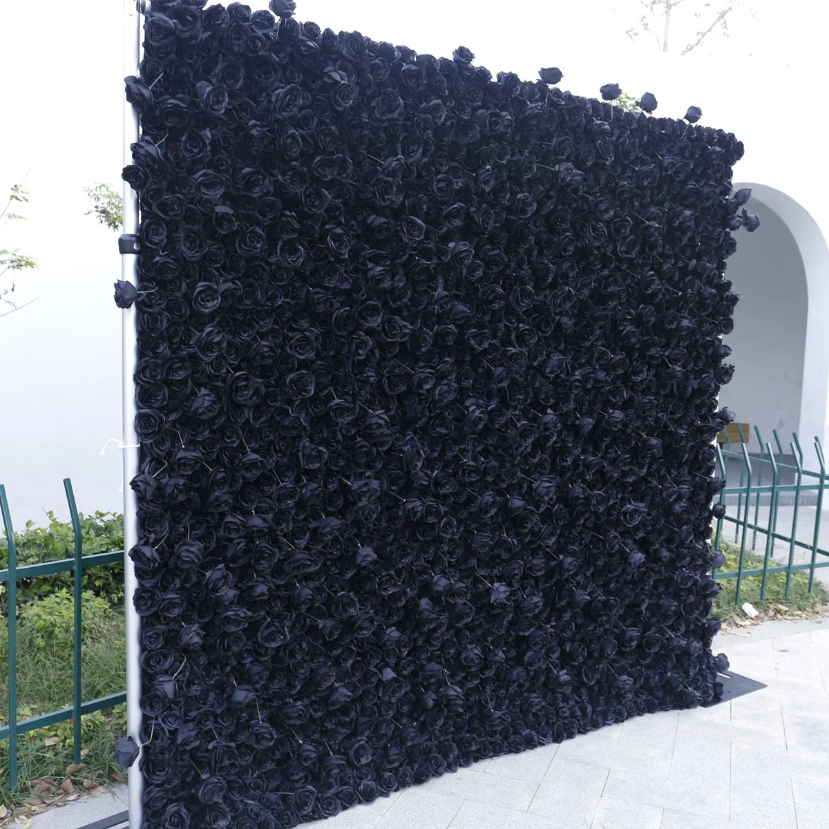 Artificial 8x8 5D extremely full black flower wall backdrop