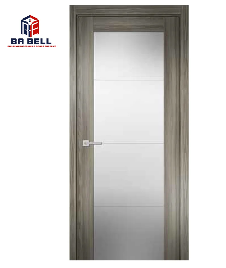 Foshan Door  Modern Design Wood Veneer Mdf Timber Door  Glazed Glass Toilet  Composite Interior Doors