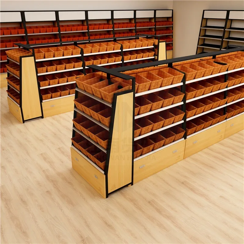 Wholesale shelves wood supermarket customized high-end cosmetics shelves