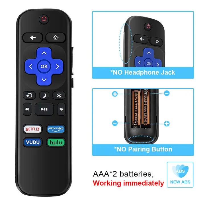 Replaced Remote Control for Roku TV Compatible with TCL Roku Hisense Element Insignia JVC Onn Philips RCA Sharp Westinghouse TV