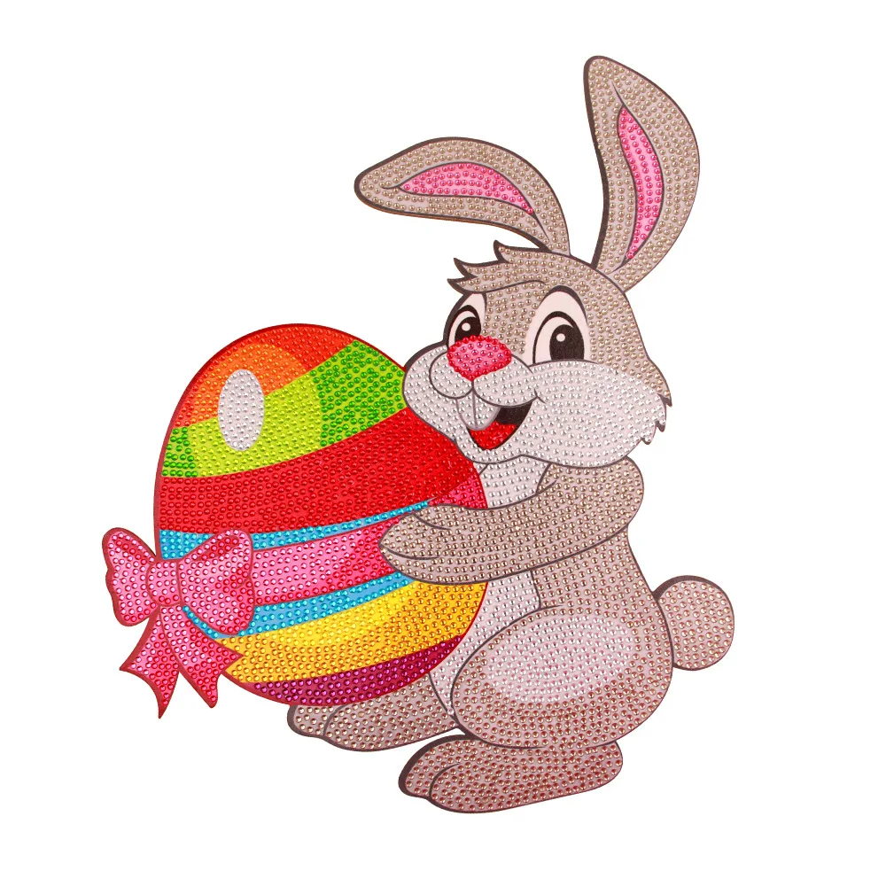 DIY diamond painting Easter bunny eggs door and window decoration rabbit wreath Embroidery Kit Home Decoration Personalized Gift