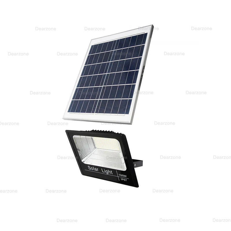 Factory Direct Fast Charing 100w Outdoor Aluminum Reflector Garage Security Bright Lamp  Solar Led Flood Light with remote