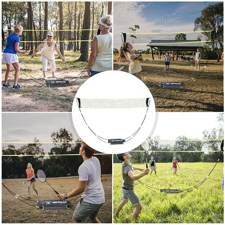  Selt Auto Easy Stand Badminton Net with Carry Bag Pole . Portable Foldable Wide Volleyball