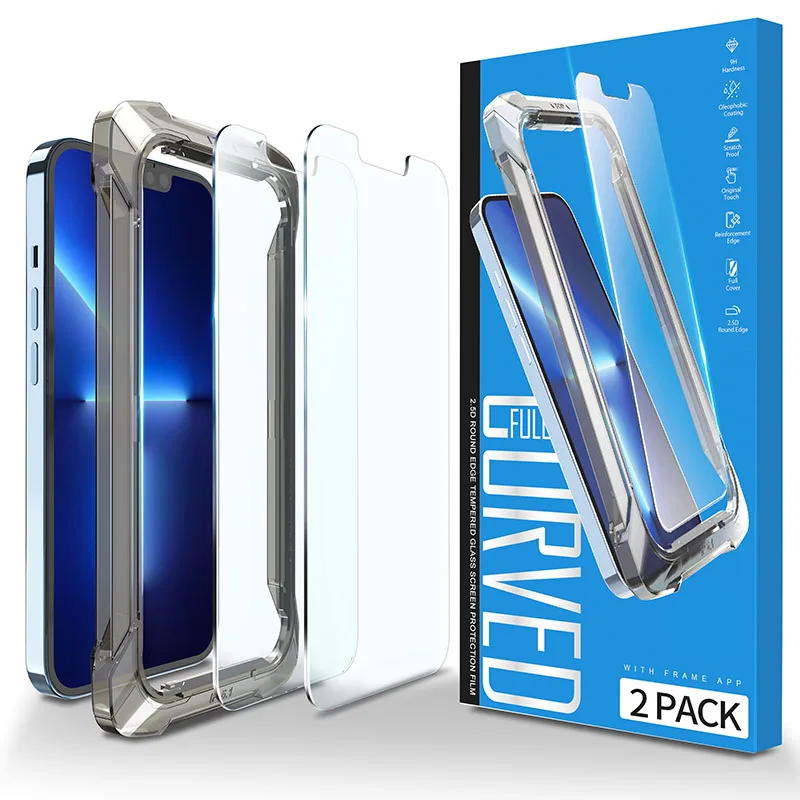 for iPhone 13 12 Screen Protector Tempered Glass Screen Protector 0.33mm 9H 2.5D 3D 12 Pro Max screen protector with Easy Frame