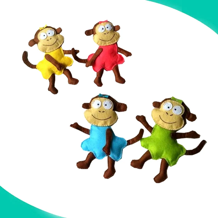 Felt Plushies Mini Monkey magnet plushie Monkey ornament felt fabric handmade toy Factory Wholesale