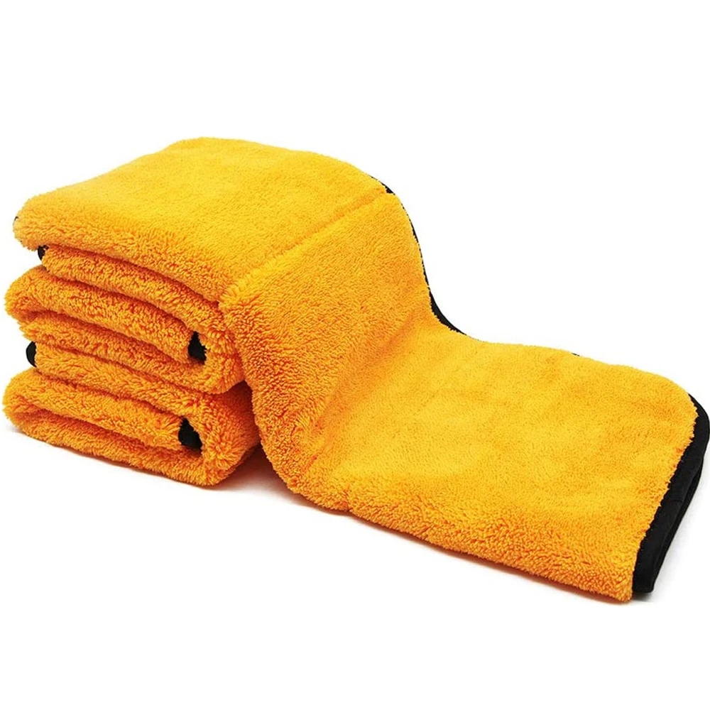Автомобильное полотенце оранжевое автомобильное большое толстое из микрофибры для чистки и сушки 1000