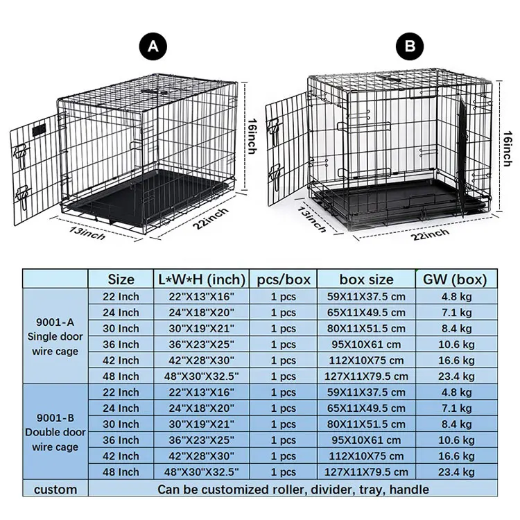 
High Quality Various Sizes Foldable Metal Kennels Heavy Duty Large Dog Cage 
