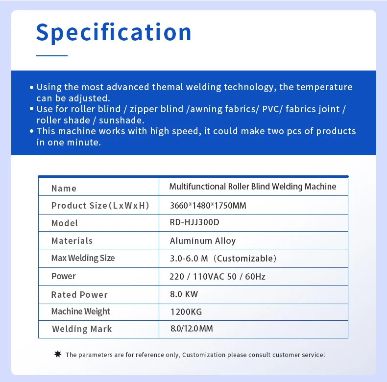 The most advanced and multifunction roller blind welding machine