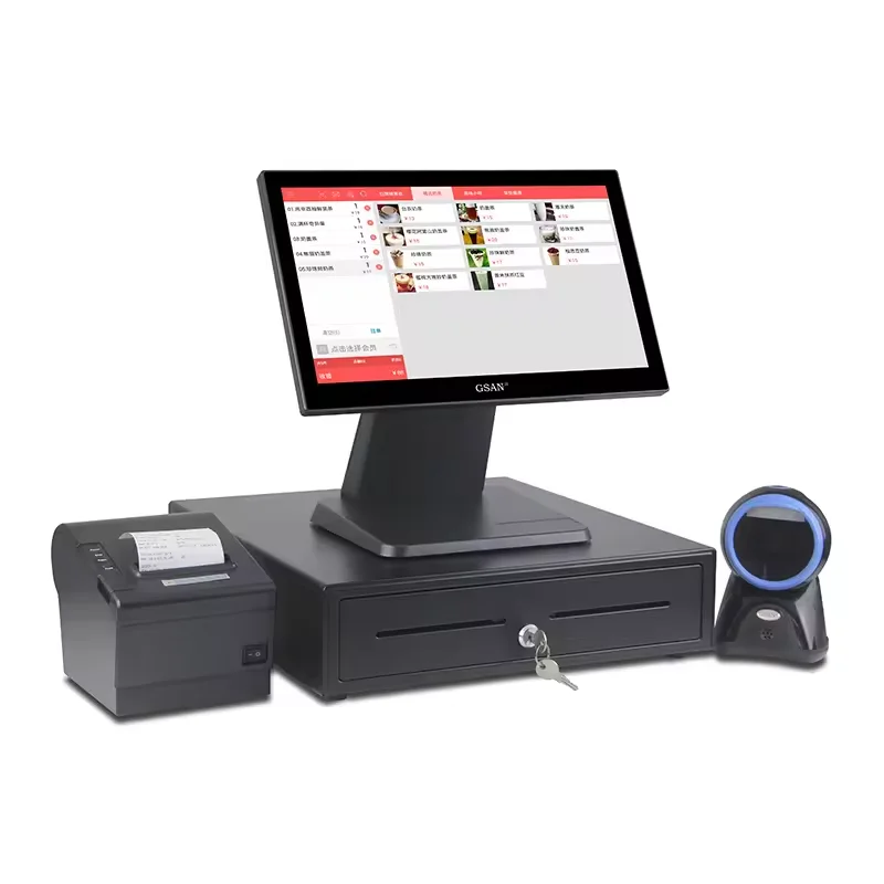 15/17 inch all in one POS system touch screen pos terminal cash register cash drawer