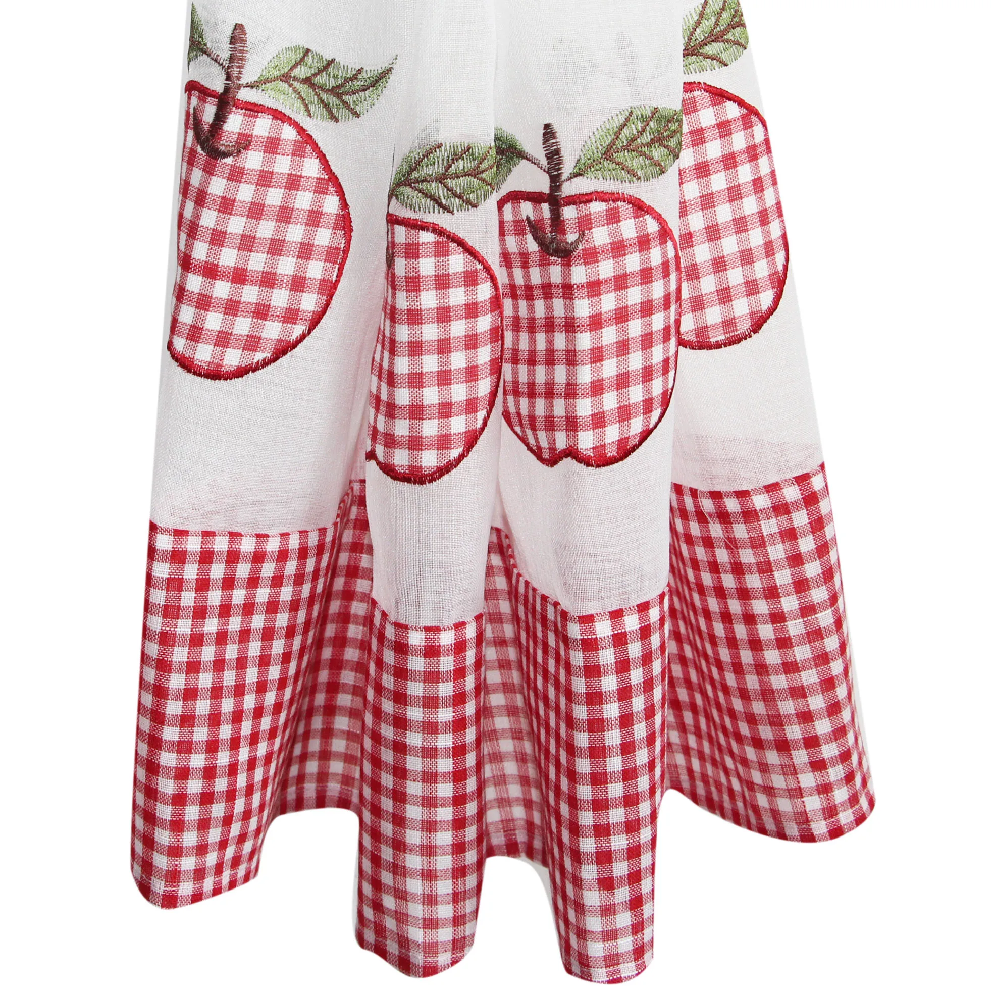 Embroidered kitchen curtains, polyester bamboo semi blackout curtains, no punching printing required