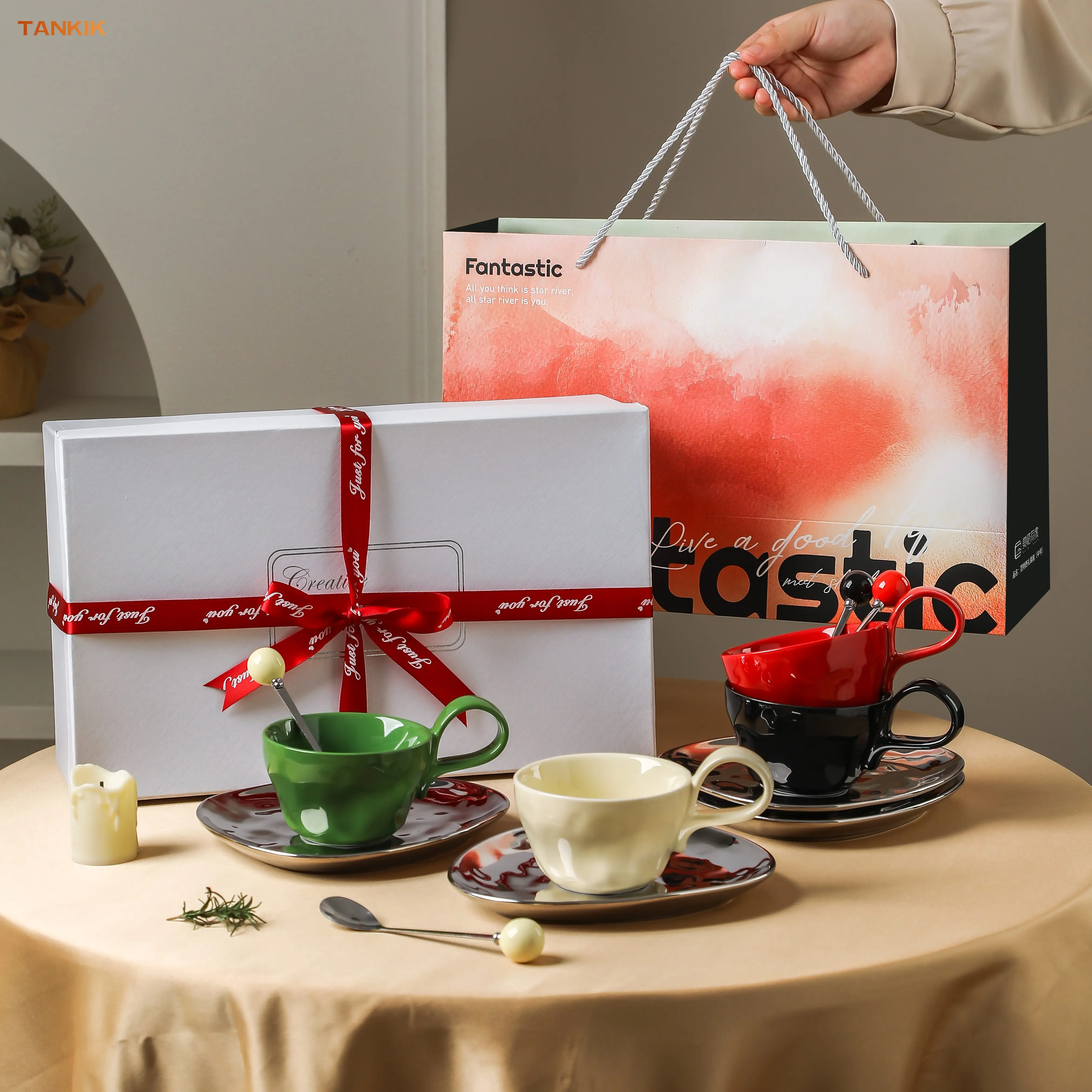 Fantastic Series Wholesale Nordic Style Cute Elegant Birthday Wedding Gift Ceramic Mug Porcelain Cup with Gift Box Packing