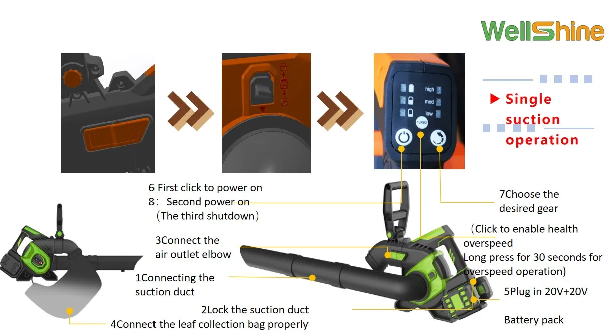 20 v Electric Axial leaf  cordless  blower with 2.0Ah battery and charger  wireless blower