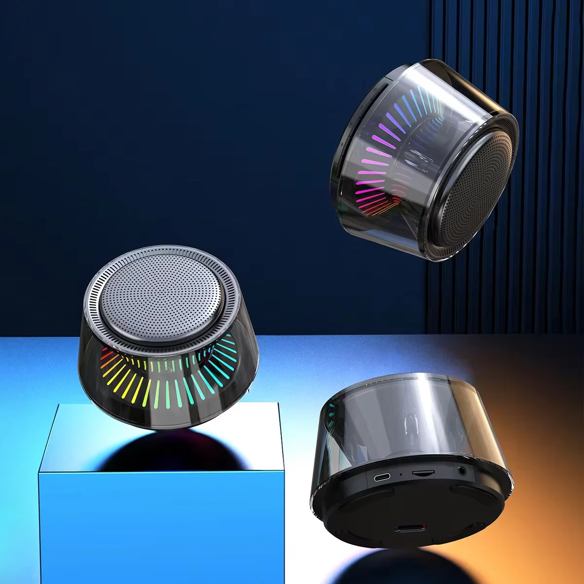 Atmospheric Smart Control Mini Wireless Bluetooth Speaker Waterproof Outdoor Use for Mobile Phones and Audio Players with Light