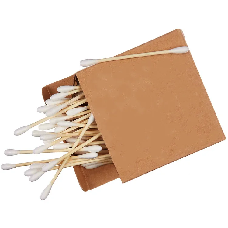 Hot Selling OEM Double-headed Biodegradable Sticks Ear Buds Cotton Swabs Bamboo With Box