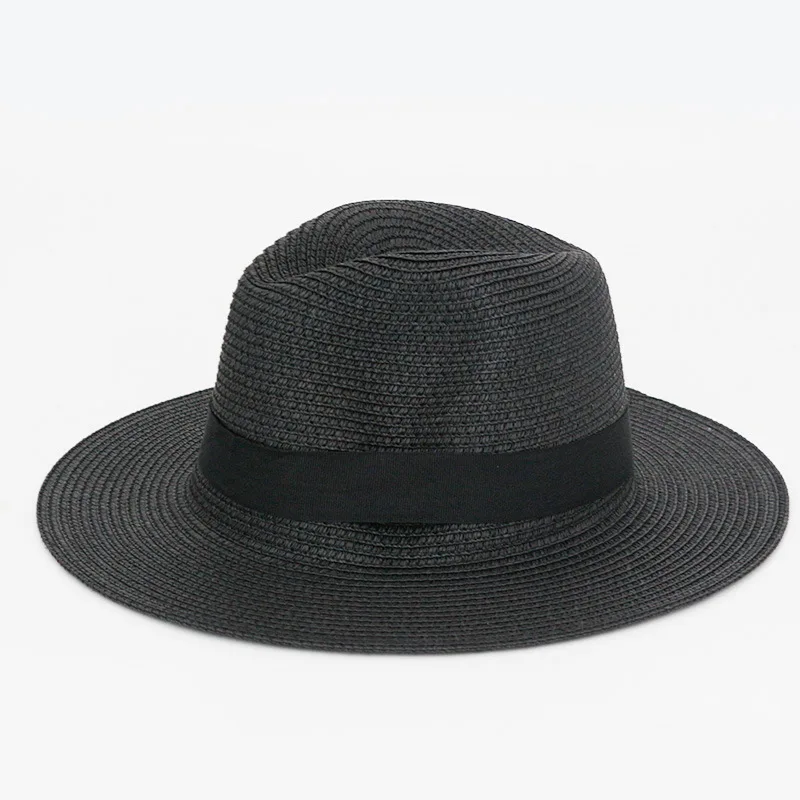 Wholesale foldable large brim straw hats sun outdoor breathable sunscreen hat  Panama Hat for men Women