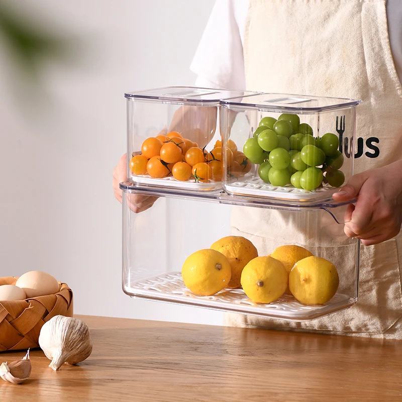 Kitchen Pantry Stackable Drawer Box Refrigerator Storage Fruit Vegetable Box pull out fridge storage organizer with lids