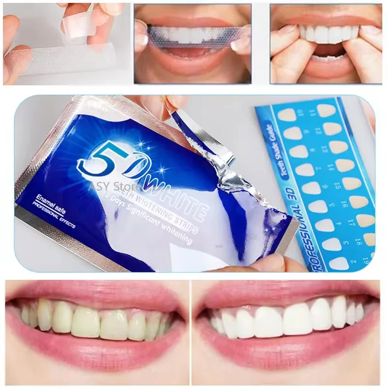 14 strips 5D Gel Teeth Whitening Strips White Tooth Dental kit Oral Hygiene Care for false Teeth Veneers Dentist Whiten gel