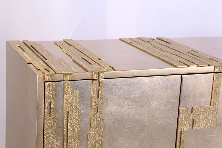 Modern Luxury Solid Wood Side Cabinet Home Hotel Zirconium Phnom Penh Stainless Steel Living Room Hall Elegant Home Furniture