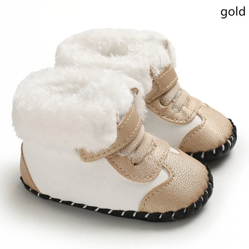
Winter Plush High Top PU Leather Waterproof Warm Shoes Princess Shoes Baby Snow Boots 