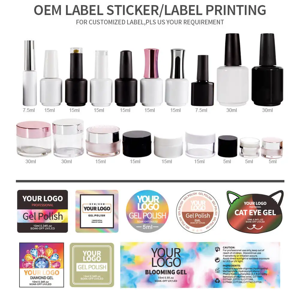 BOZLIN 36 Colors Professional Nail Supplies Soak Off Gel Polish Custom Private Label Color UV/LED Lamp UV Lasting Nail Polish