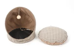 Pet Bed for Cats with Removable Cushion Fabric Portable Cave Nest for Small Pets