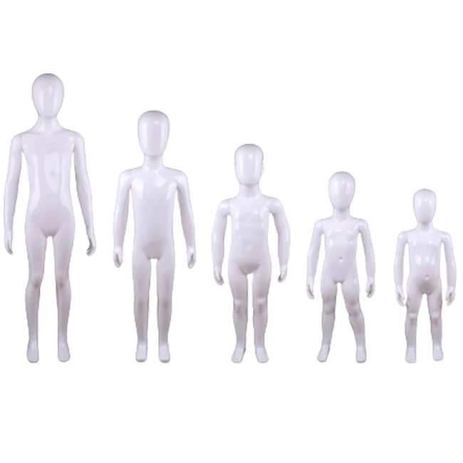 1 year old to 12 year old plastic high glossy white children gender neutral full body child size cheap display mannequin kids