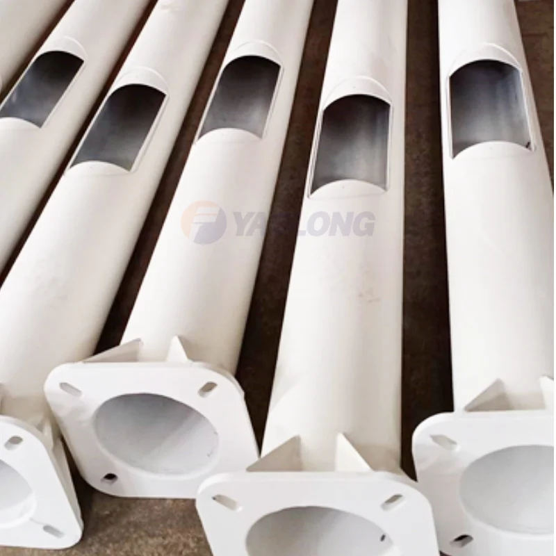Yaolong Design 3m White Powder Coat Finished Waterproof Security Used Street Light Pole With Base Plate