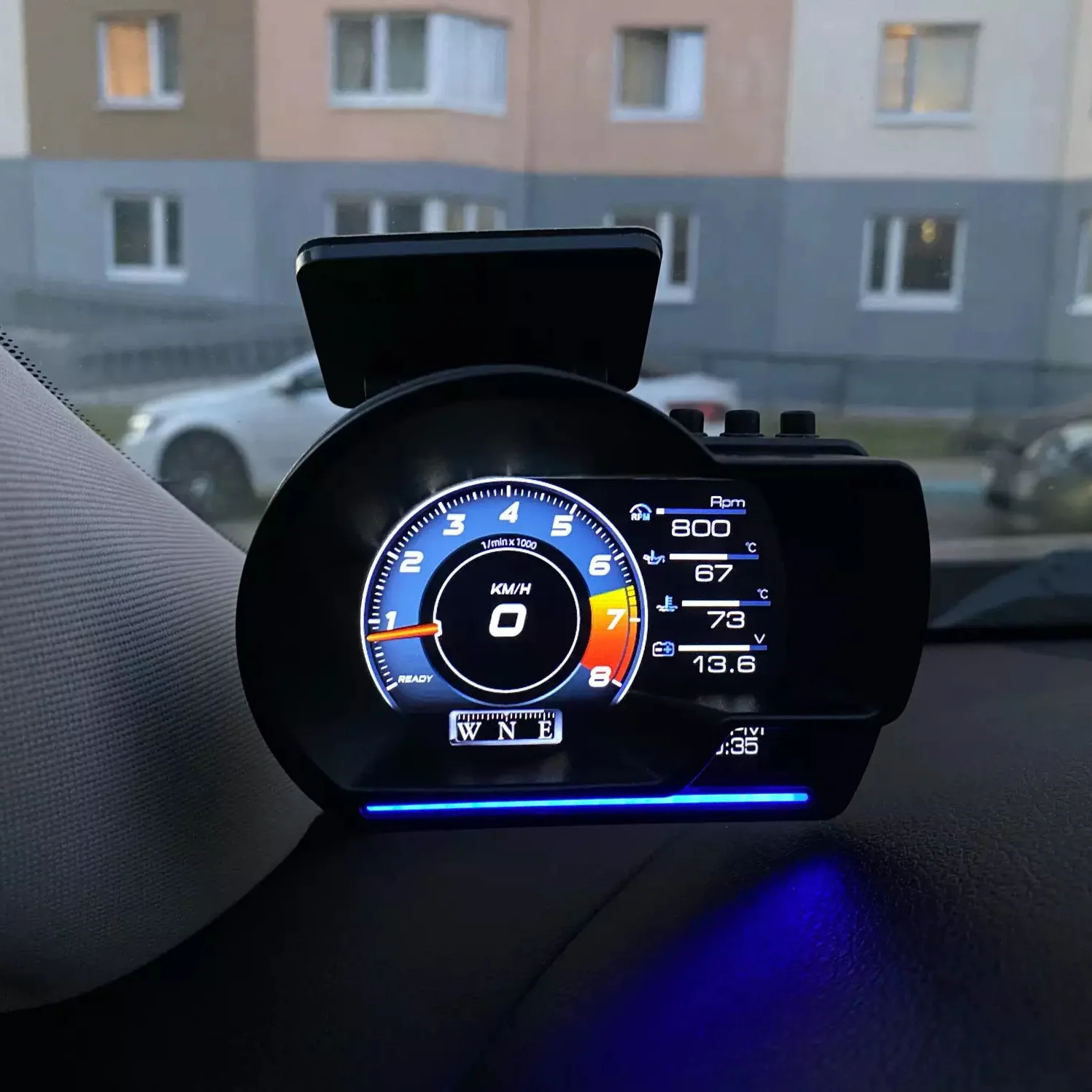 AP-6 OBD2 GPS Smart Gauge Display Turbine Water Temperature Fuel Consumption Clock RPM Speed Voltage Travel Time Brake Test