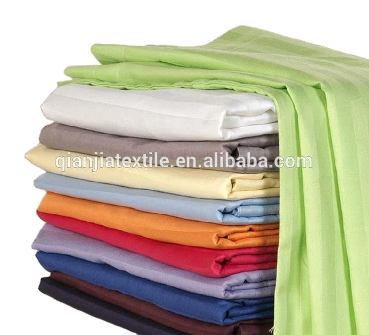 Luxury cotton satin stripe bedding set fabric hospital bedsheets for hotel