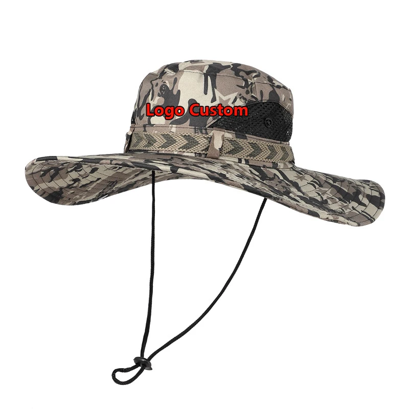 Logo Custom Boonie Hat Camouflage Big Brim Special Forces Tactical Hat Army Fan Bucket Hat