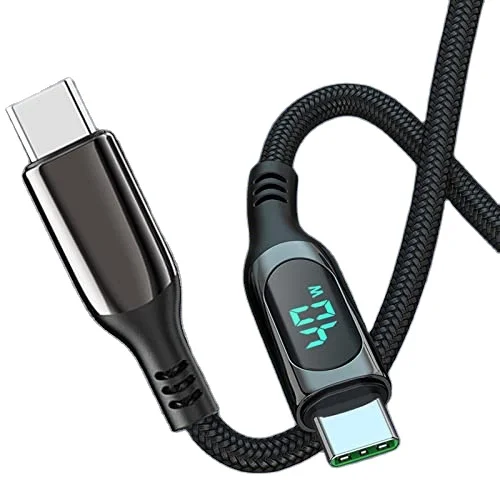 Светодиодный индикатор мощности E-Marker PD 100 Вт 5A 3A Быстрая зарядка 480 Мбит/с Передача данных USB Type C на нейлоновый плетеный