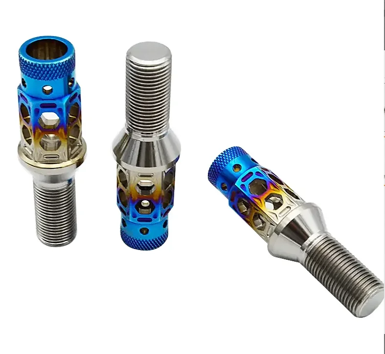 GR5 Ti-6Al-4V 17mm Hollow Extended Hex cone seat Titanium auto wheel bolt M14*1.5*28mm for European Series Auto refitting