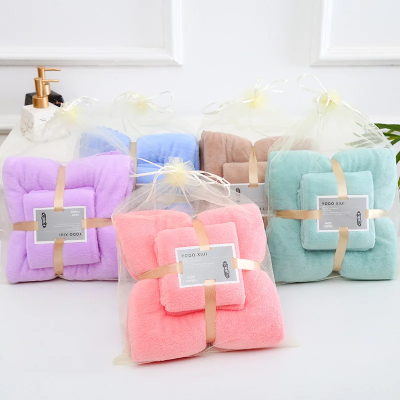 Manufacturers Wholesale Good quality quick drying microfiber Cheap price Coral Fleece luxury bath towels set