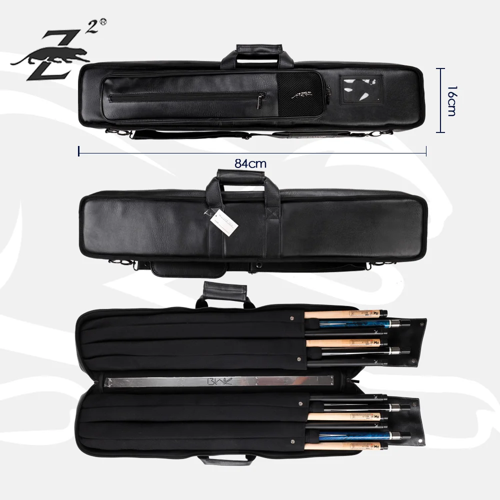 PREOAIDR Pool Cue Case Billiard Pool Cue Bag Carrying Case PU Leather 12 Holes 4 Butts 8 Shafts  Billiard Accessories