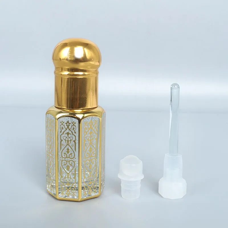 Custom Glass essential oil roller bottle empty 3ml 6ml 12ml crystal attar perfume roll on bottles