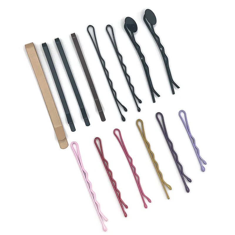 Women hair accessories wholesale waved black hair grips bobby pins metal silver bobby hair pins