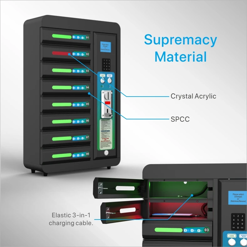  Hot Sale Electronic Safe Storage Intelligent Coin System 8 Door Electric Lock cellphone charging