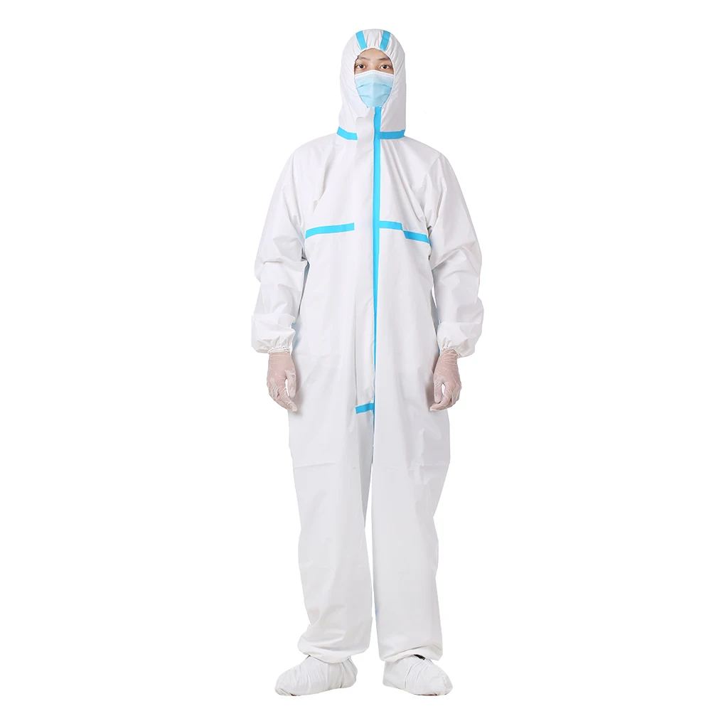 2020 New Long Sleeve Hooded Protective Suit White Protective Clothes Overall Coveralls Anti Bacterial Work Medical Suit