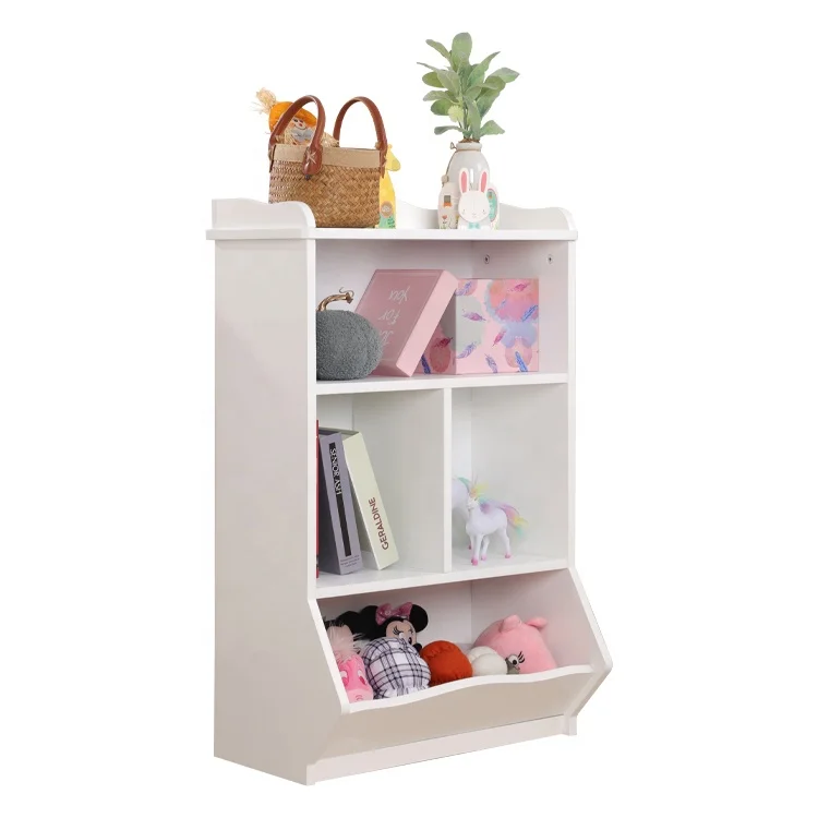 Factory custom new design fashion simple wooden white kids bookcase with custom logo kids furniture