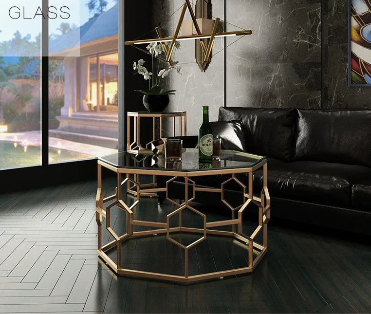 Marble pattern black metal square coffee table